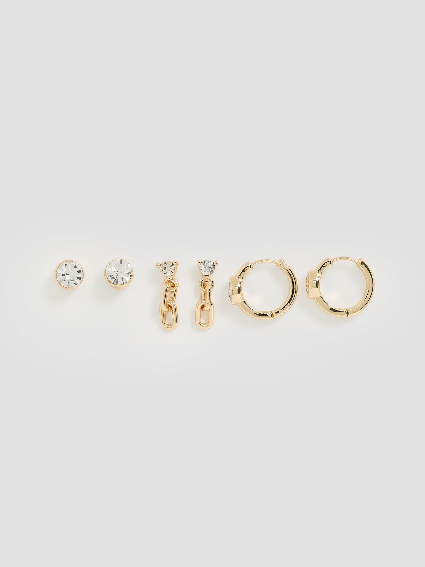 Hoops and Stud Earrings - 3 Pairs