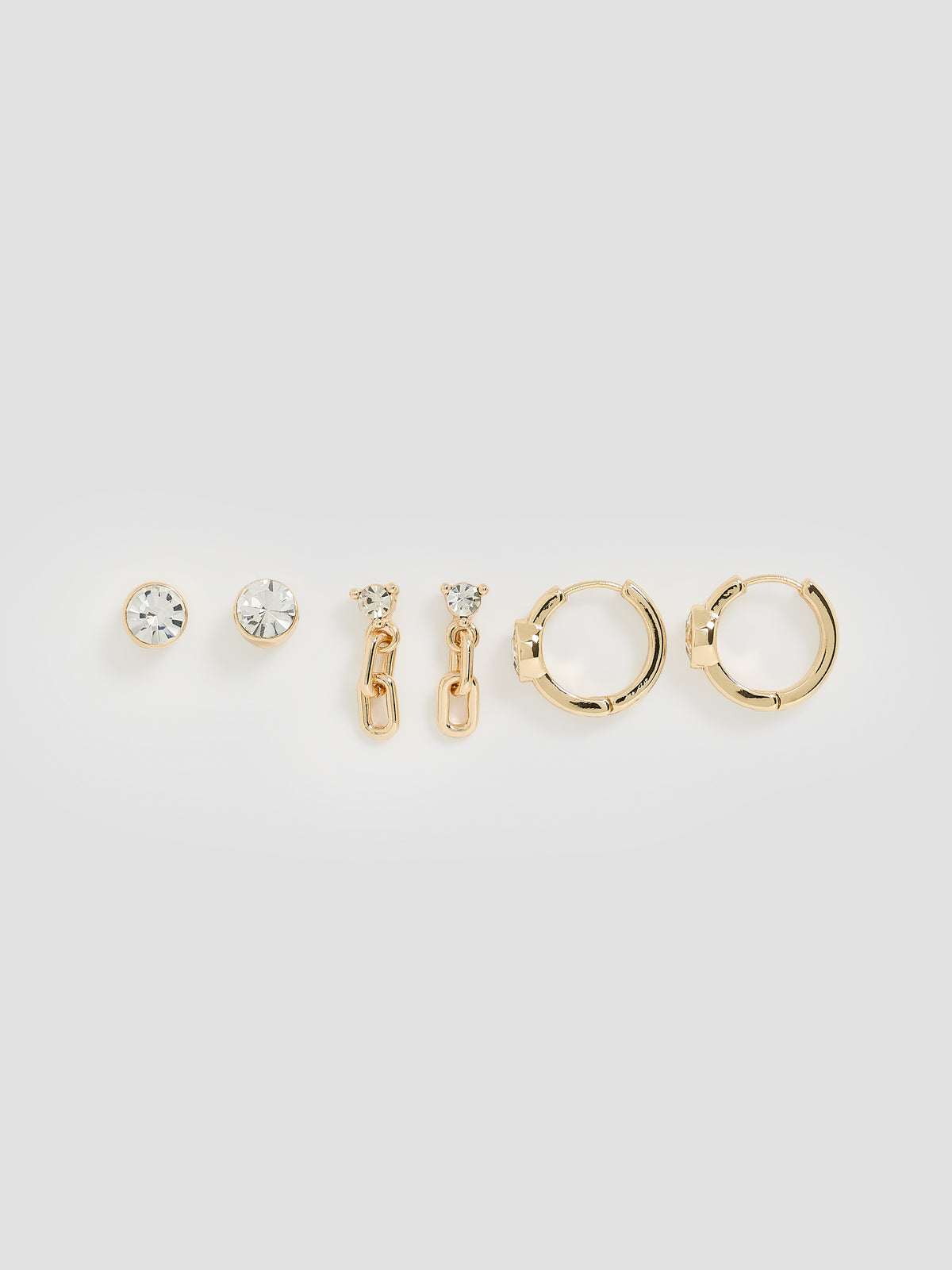 Hoops and Stud Earrings - 3 Pairs