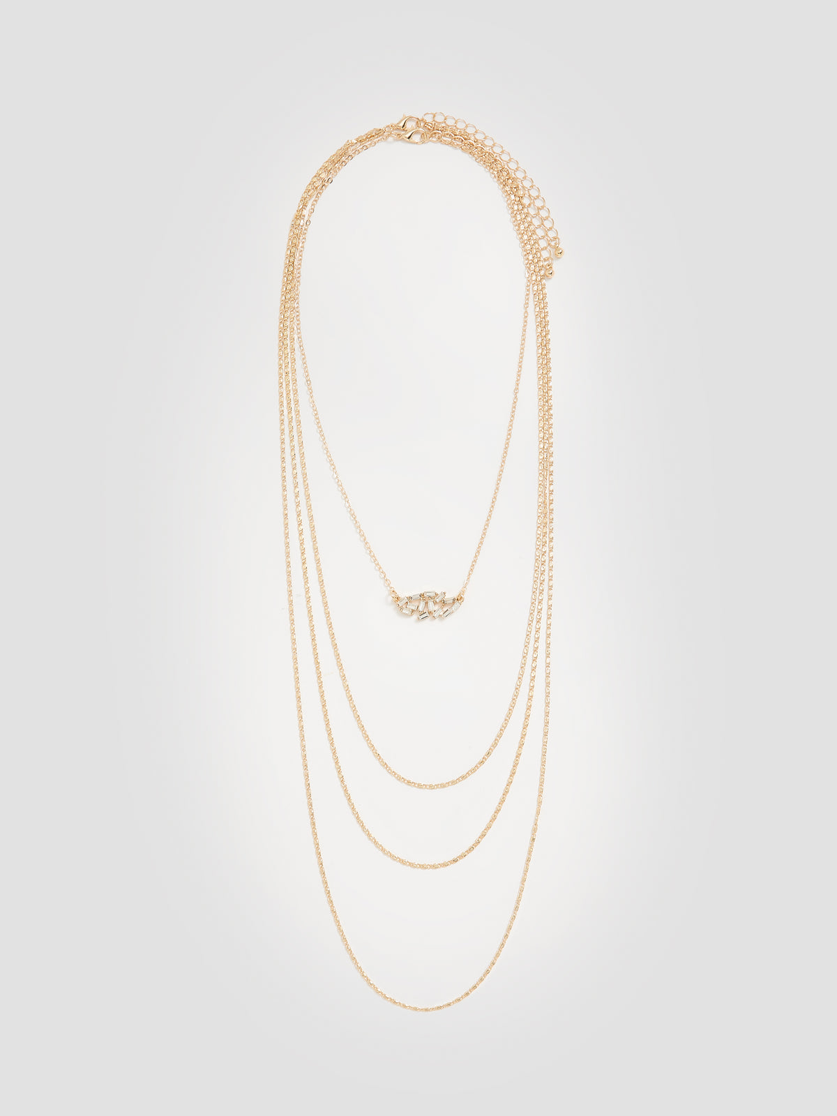 Multilayer Necklace with Rhinestone Pendant