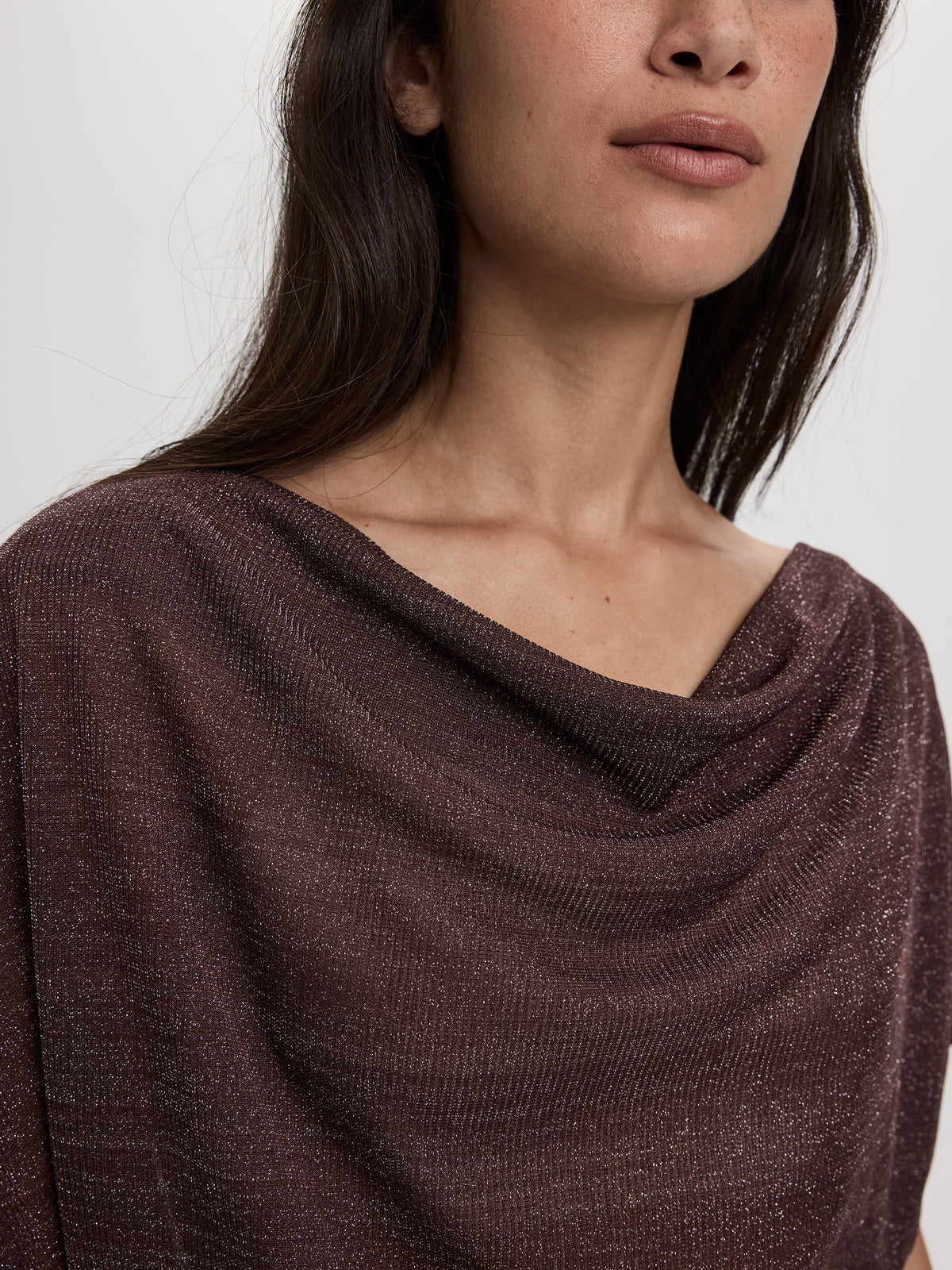 Boatneck Dolman Short Sleeve Top – Shimmer Knit
