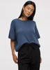 Cashmere-Blend Short-Sleeve Crew-Neck Loose Sweater