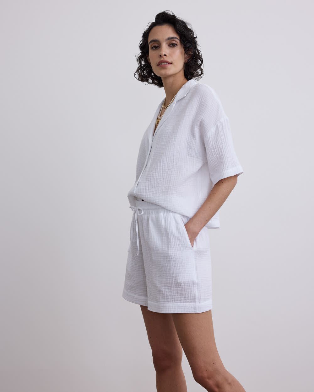 Short en coton gaufré