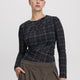 Long-Sleeve Crew-Neck Draped Top