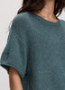 Cashmere-Blend Short-Sleeve Crew-Neck Loose Sweater