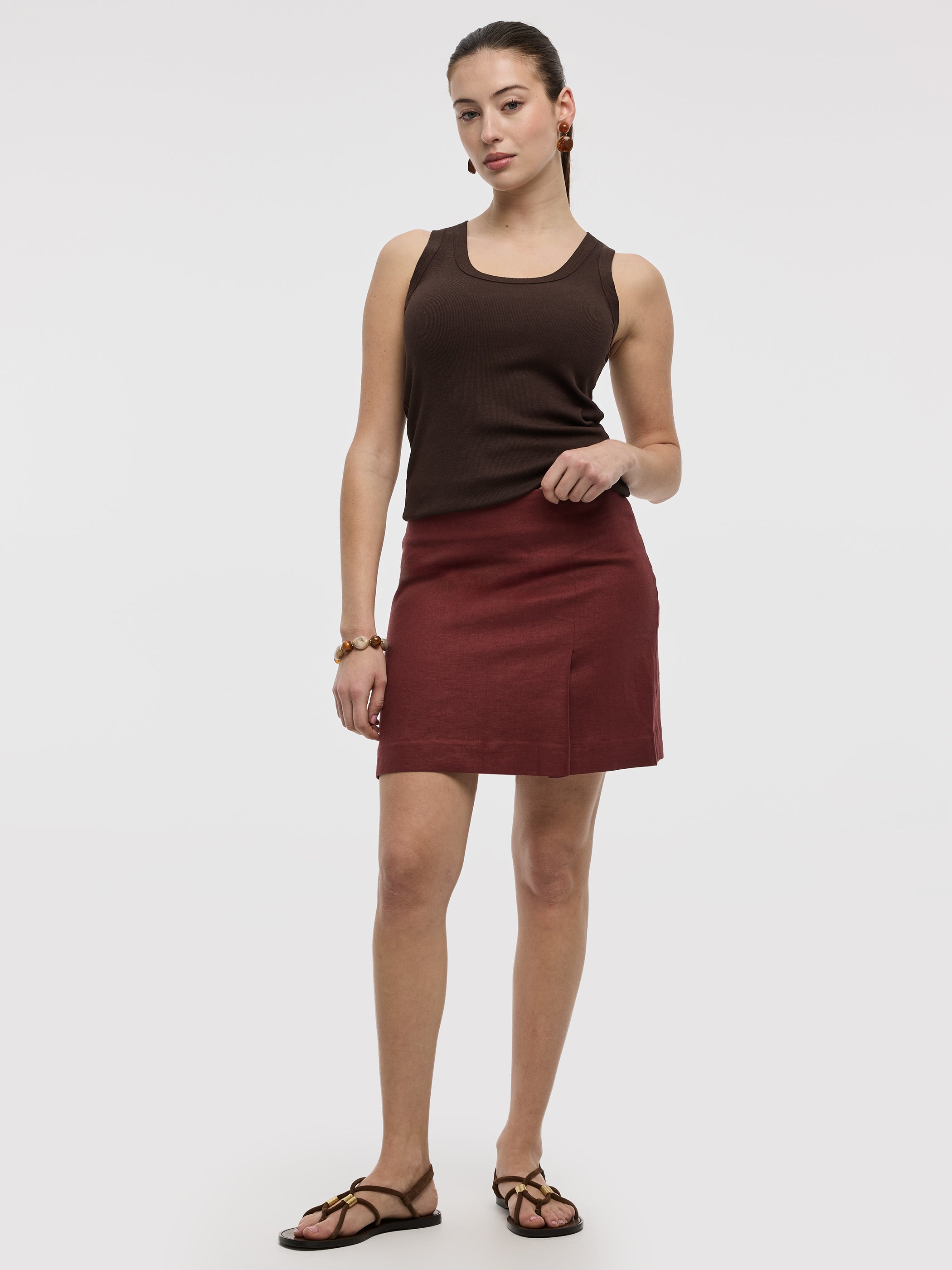 Linen-Blend Mini Skirt