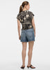 Extended-Sleeve Shirred Tee with Drawstrings