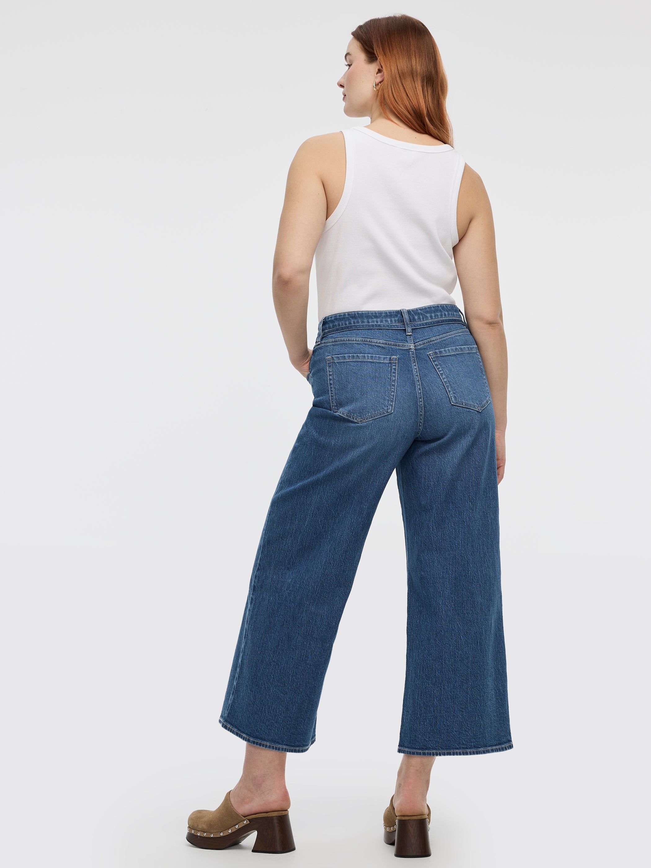 Wide-Leg High-Rise Cropped Jean with Sash