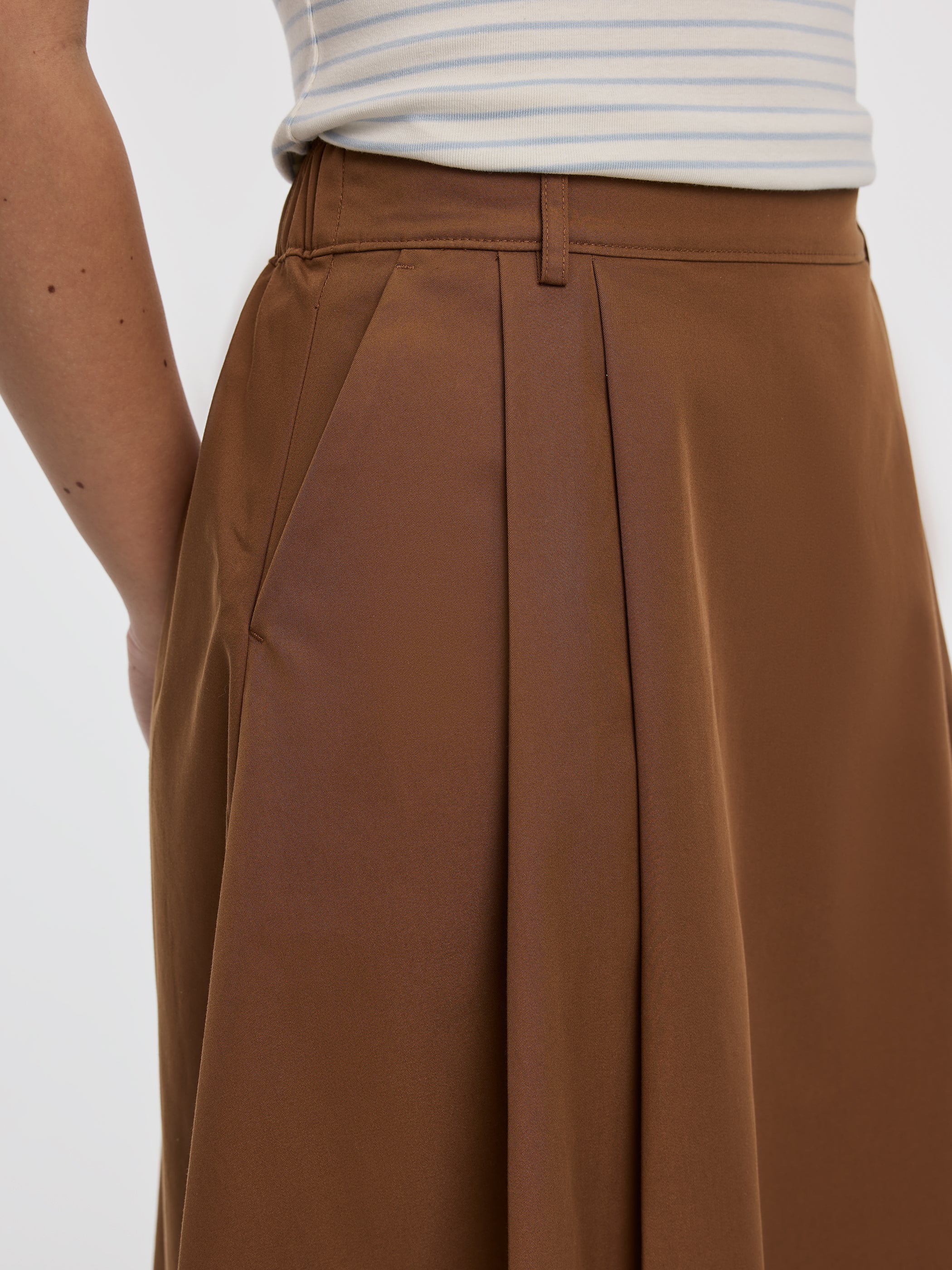 Pleated A-Line Midi Skirt