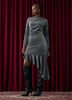 Long-Sleeve Midi Bodycon Dress with Metallic Fibres