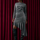 Long-Sleeve Midi Bodycon Dress with Metallic Fibres