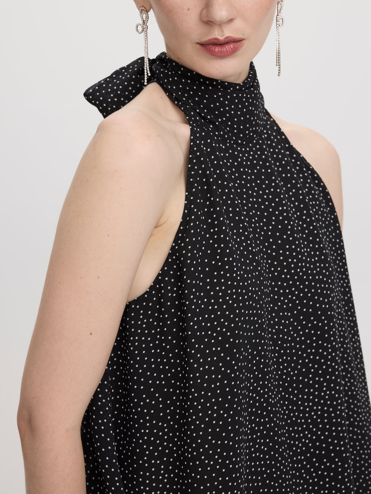 Sleeveless Blouse with Halter Neckline