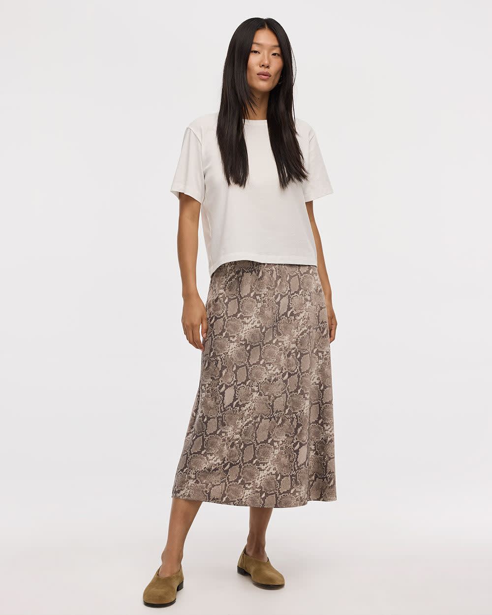 A-Line Midi Satin Skirt