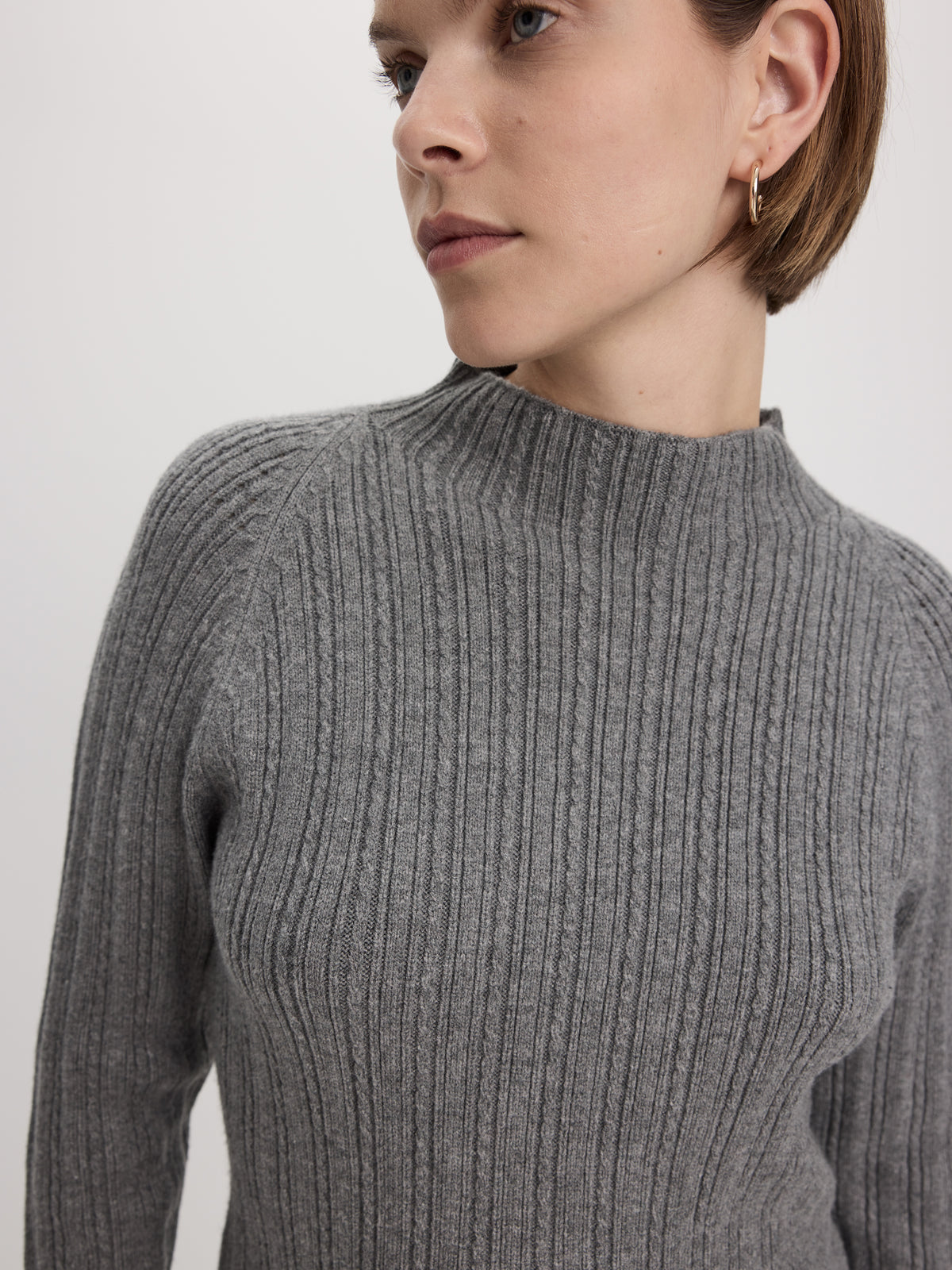 Long-Sleeve Mock-Neck Cable-Knit Mini Dress