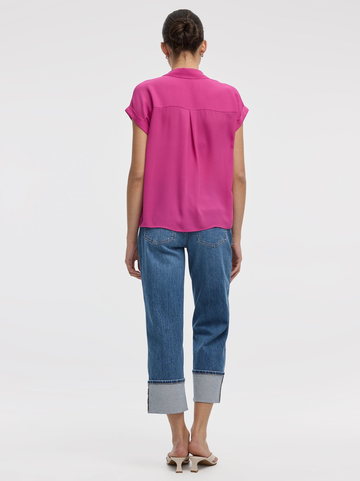 Blouse fluide à manches courtes et col en V - R Essentiels