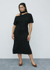 Short-Sleeve Off-the-Shoulder Midi Dress