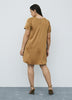Short-Sleeve Crew-Neck Swing Satin Mini Dress