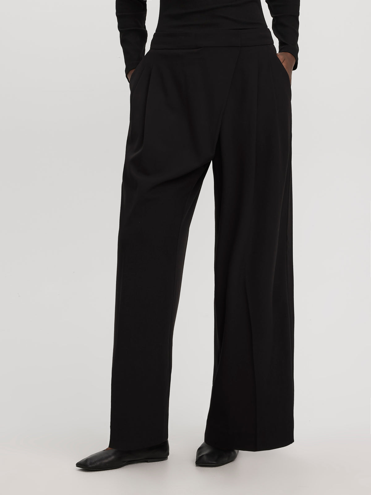 Wide-Leg Wrap-Waist Pant - Curvy Fit