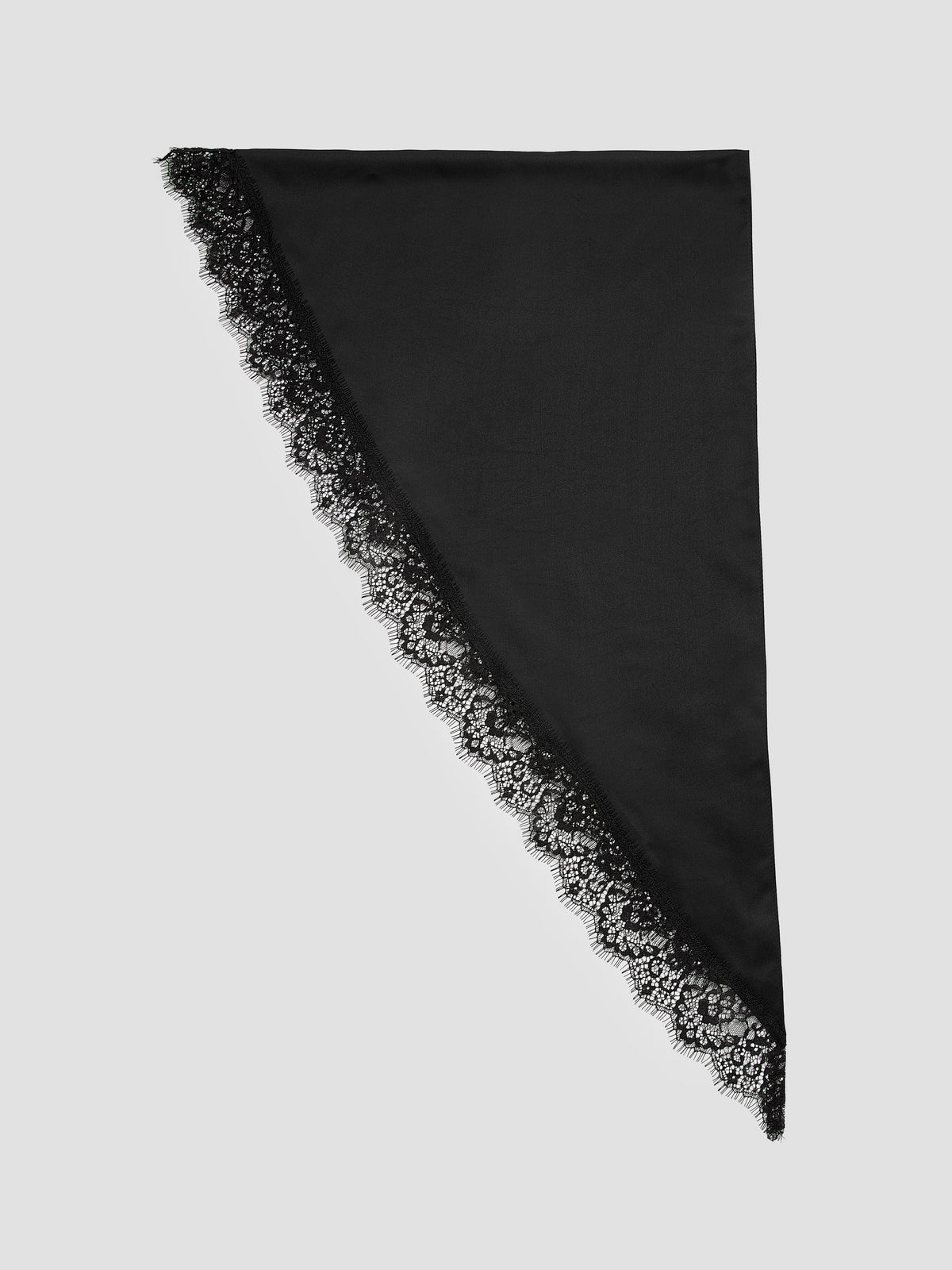 Satin Triangle Scarf with Lace Trim