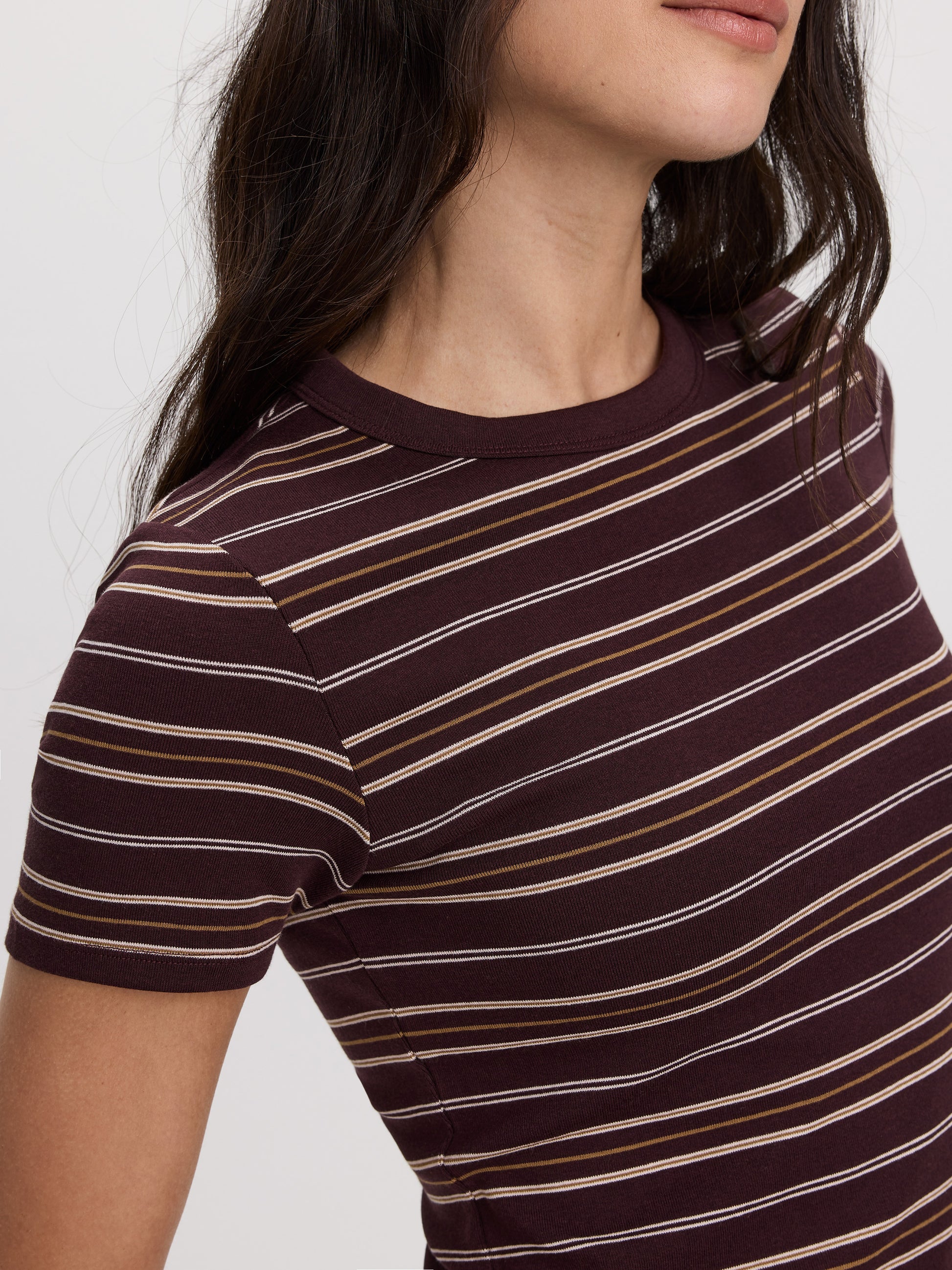 Striped Fitted Crew-Neck Ribbed T-Shirt