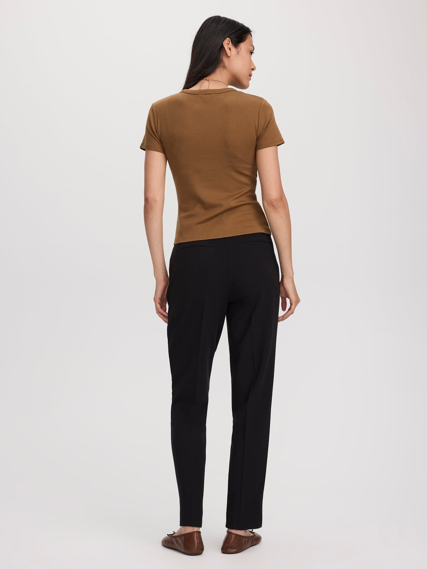 Fitted Crew-Neck Ribbed T-Shirt