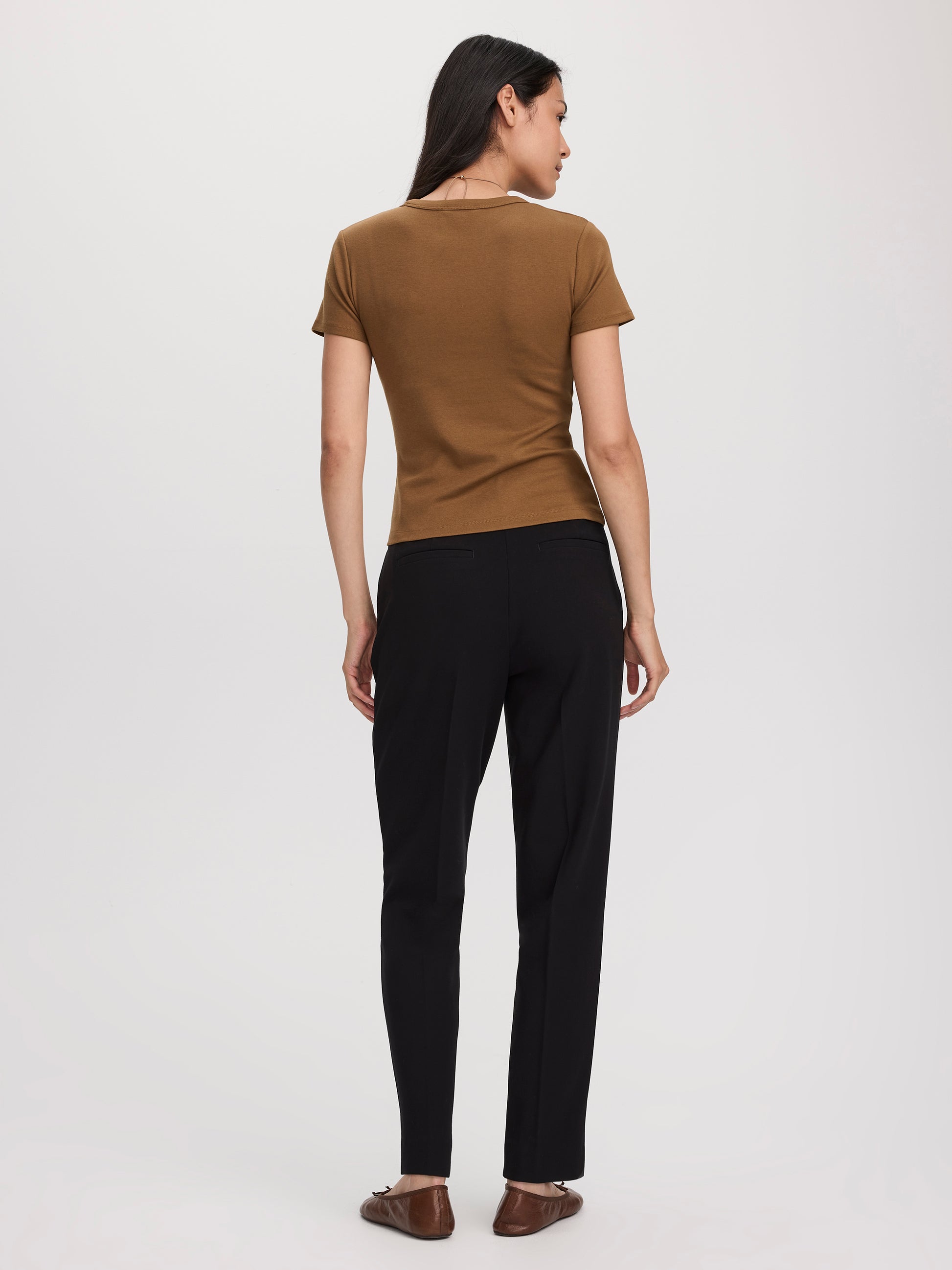 Fitted Crew-Neck Ribbed T-Shirt