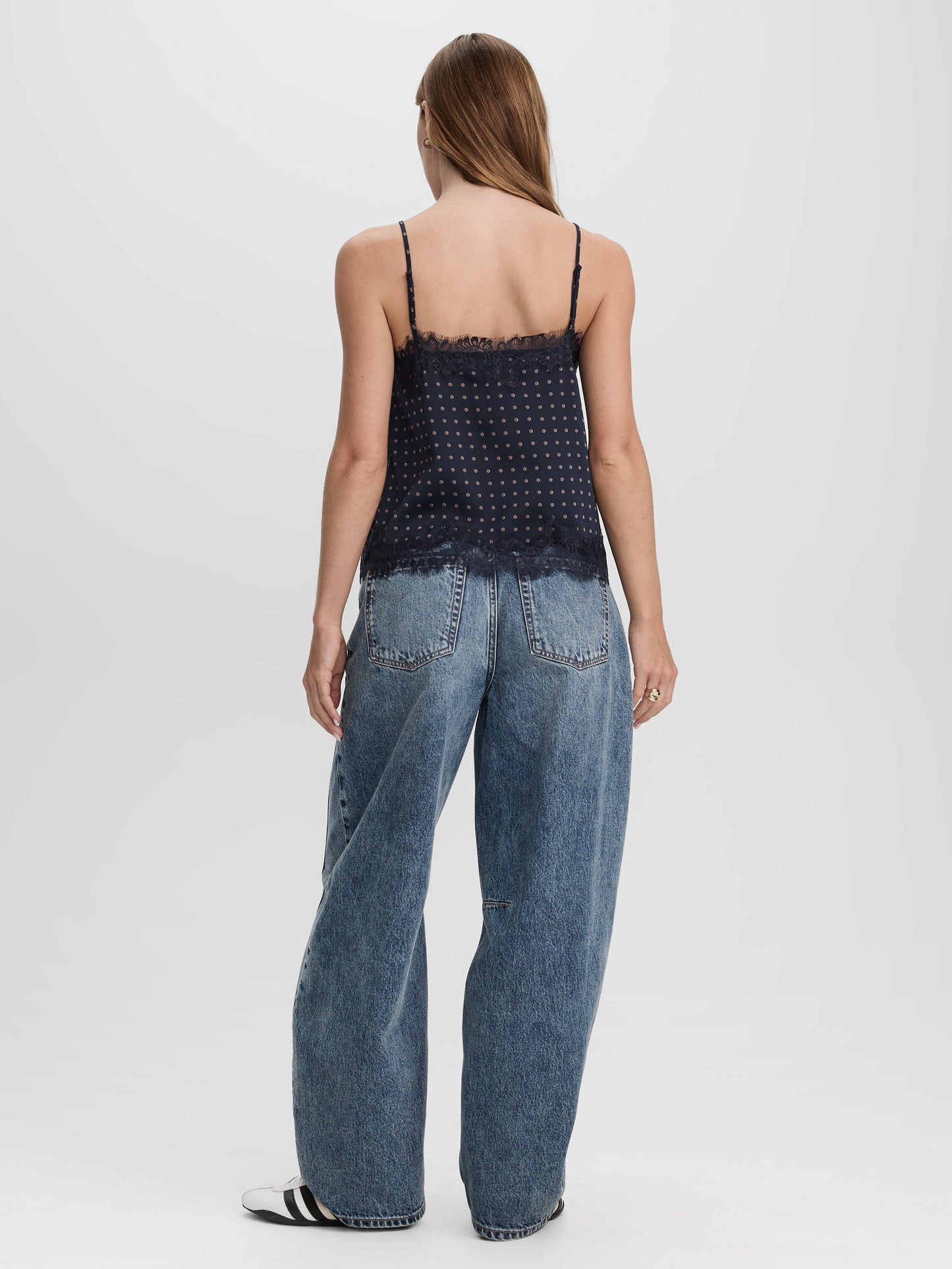 V-Neck Cami with Lace Trim