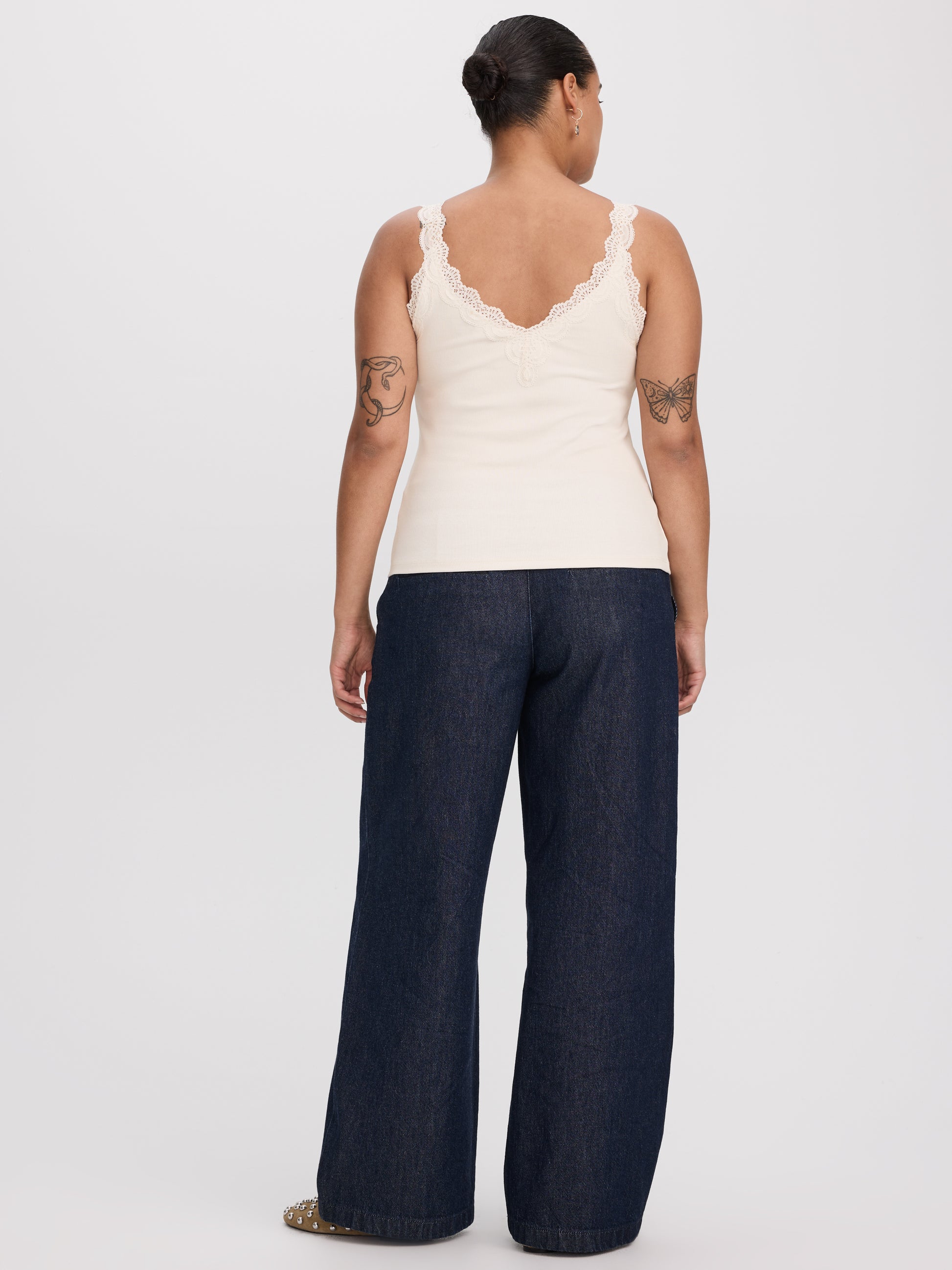 V-Neck Cami with Lace Trim