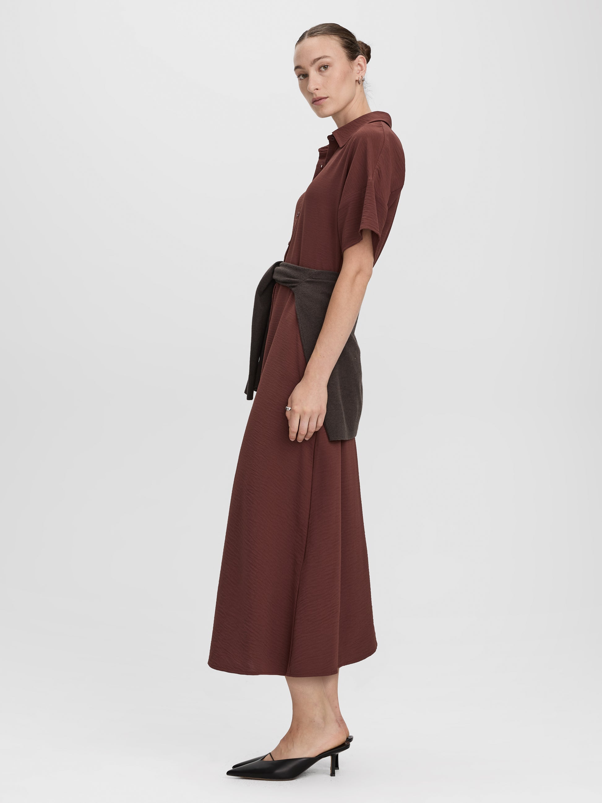 Short-Sleeve Midi Shirtdress