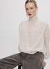 Long-Sleeve Wrap Blouse with Mock Neckline
