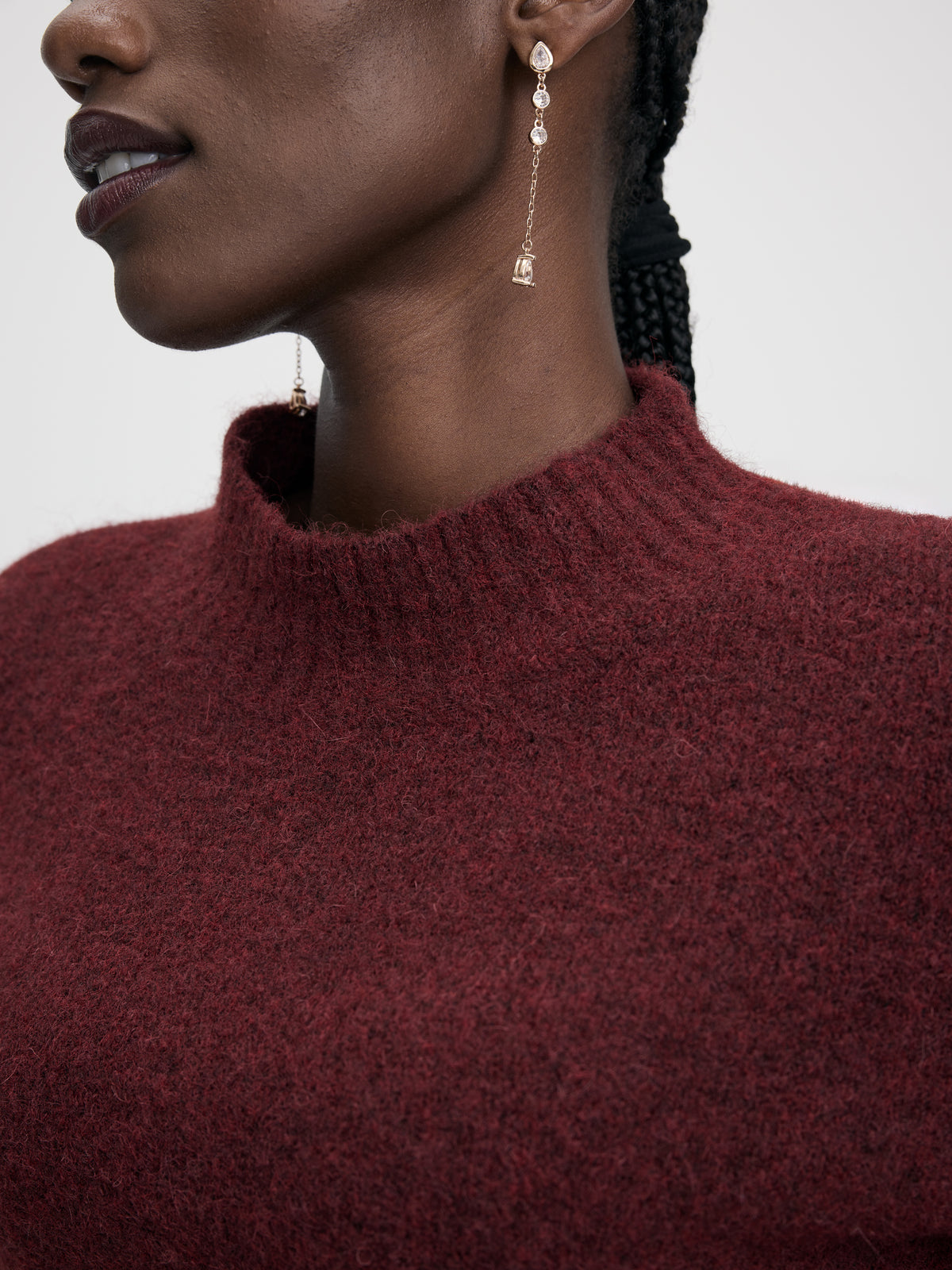 Long-Sleeve Mock-Neck Wool-Blend Sweater