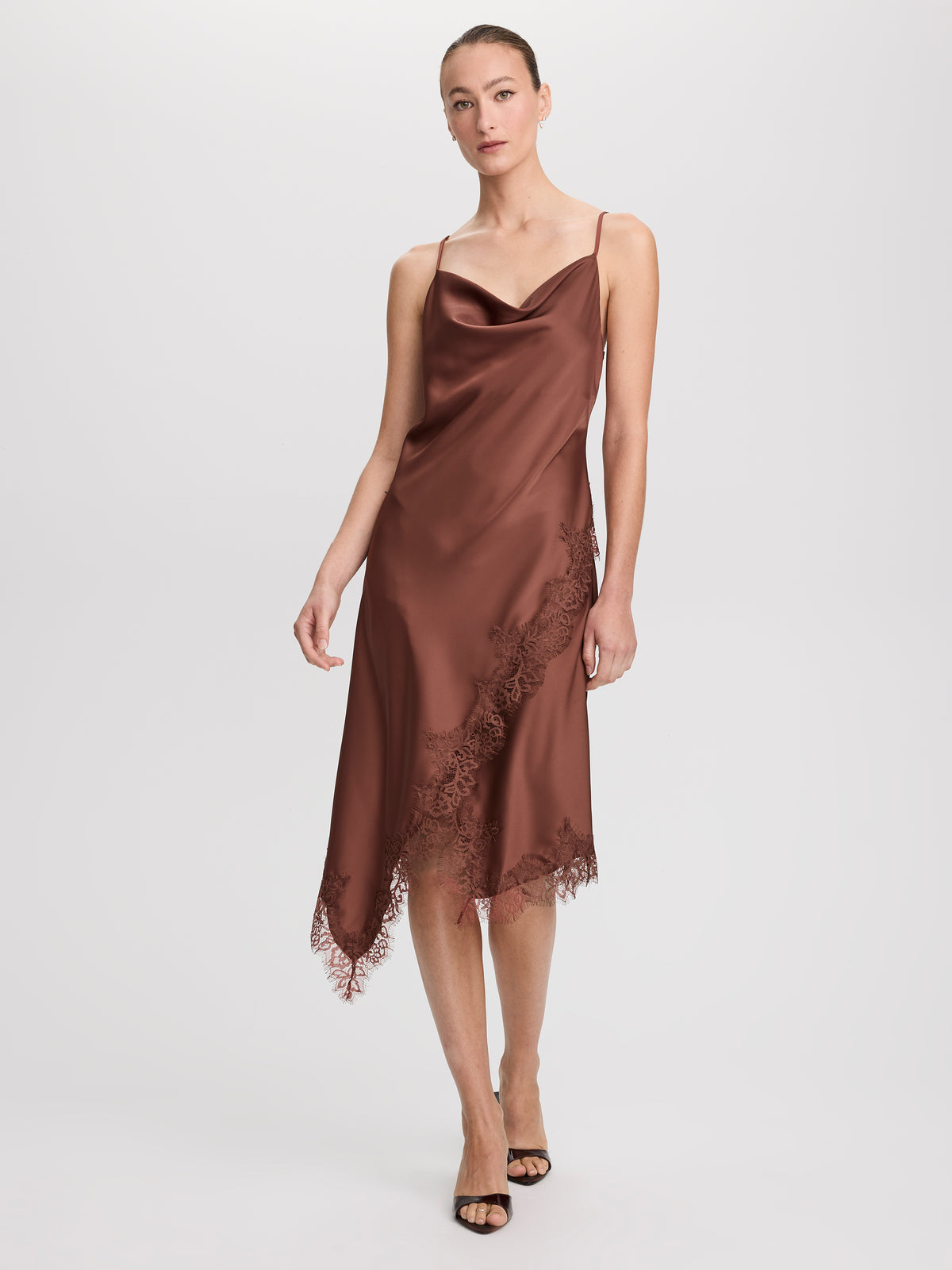Sleeveless Midi Dress with Cowl Neckline