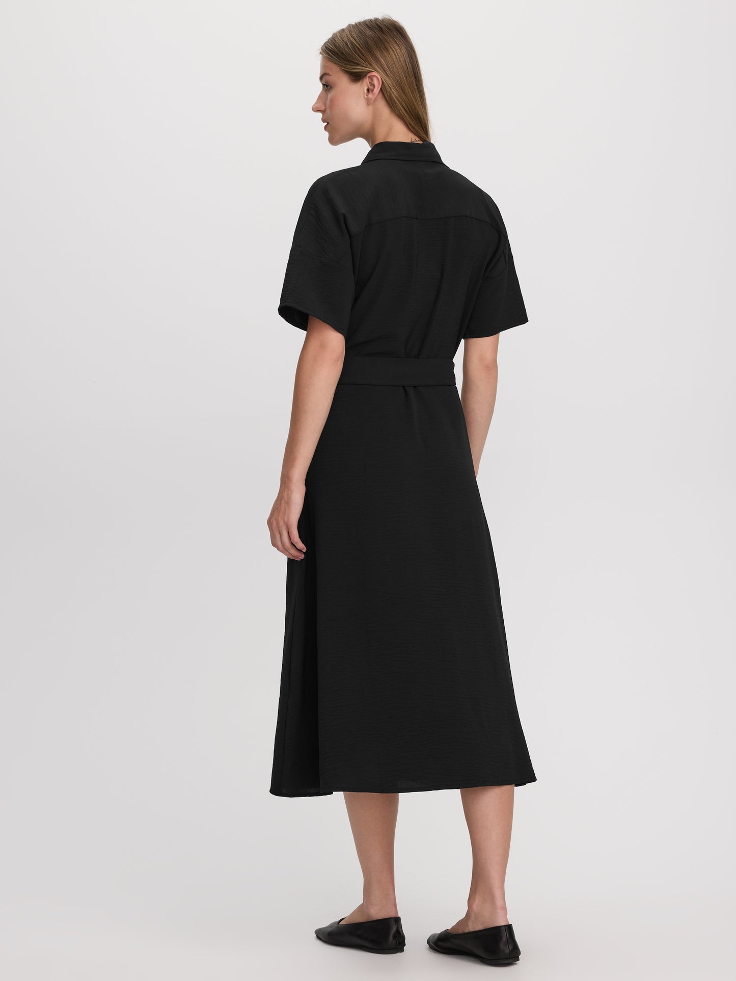 Short-Sleeve Midi Shirtdress