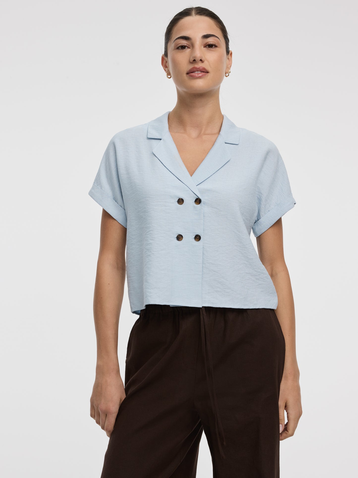 Satiny Short-Sleeve Shirt
