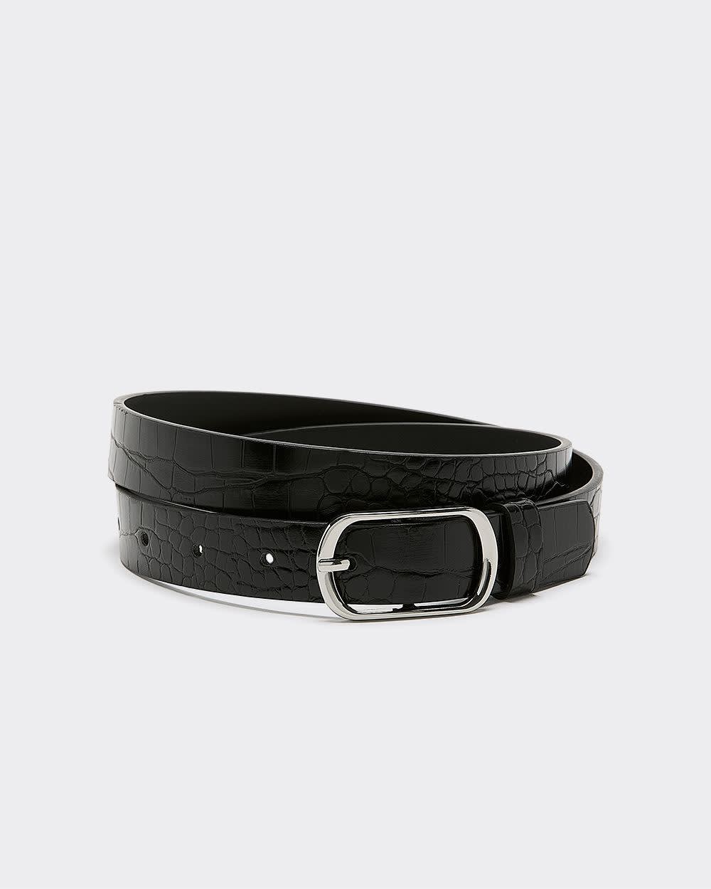 Faux Crocodile Leather Belt