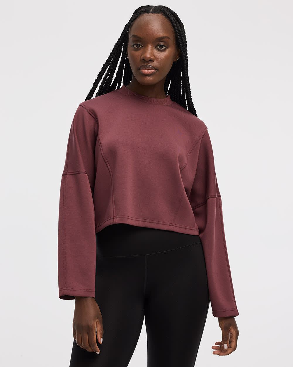 Cropped Long-Sleeve Crew-Neck Sweatshirt - Hyba