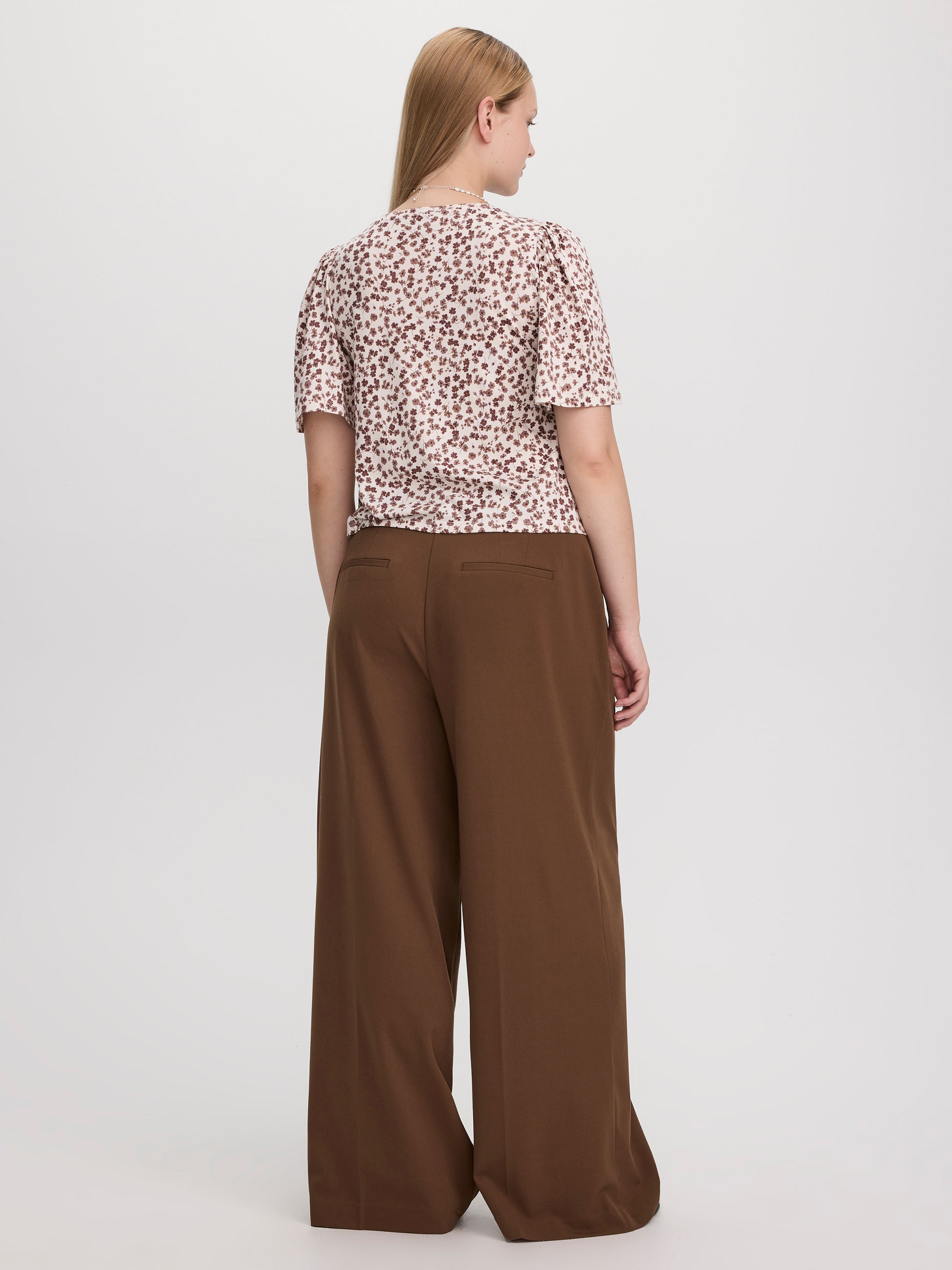 Crew-Neck Top with Short Flutter Sleeves