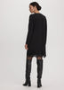 Long-Sleeve V-Neck Shift Dress with Lace Trim