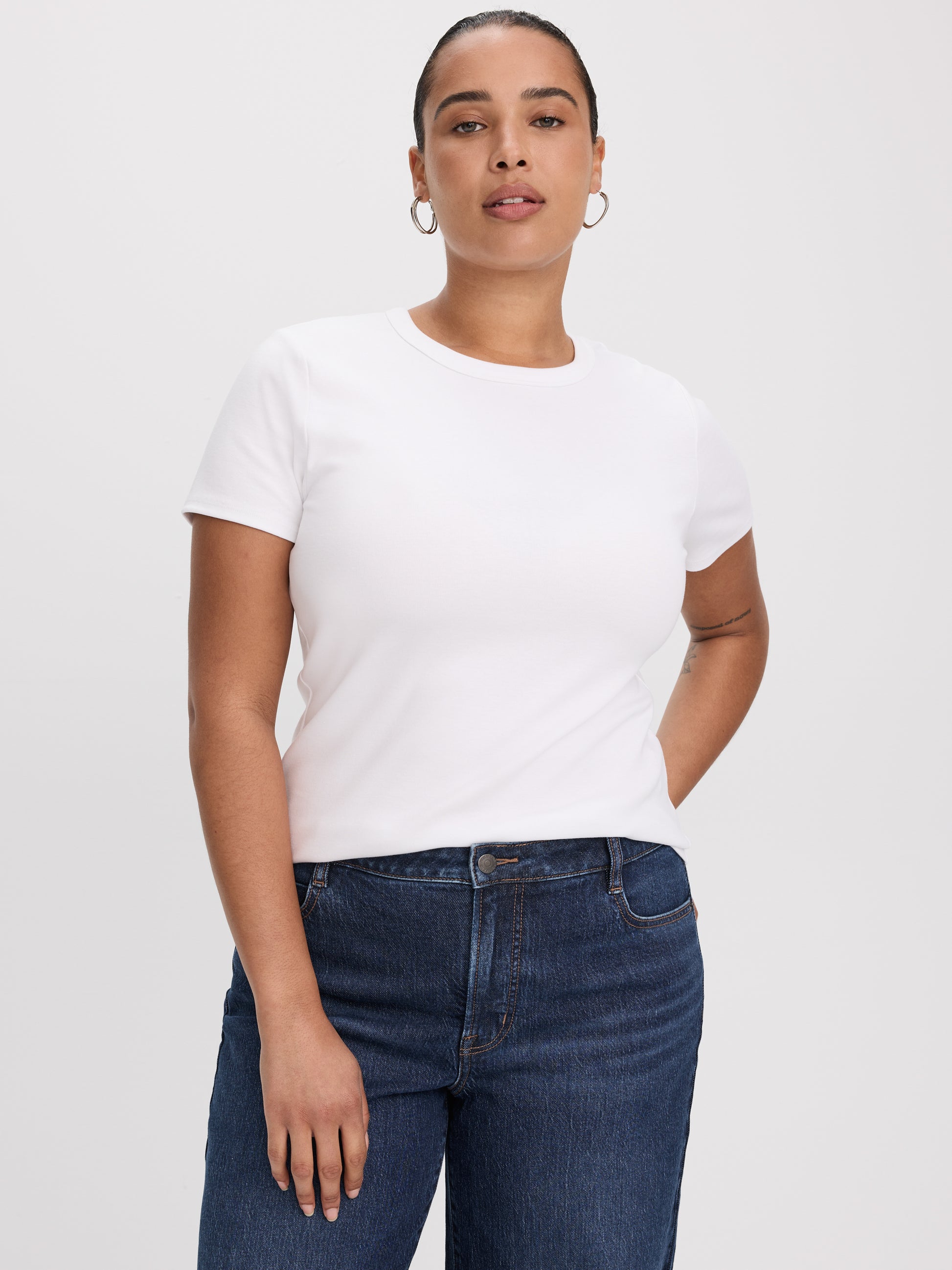 Fitted Crew-Neck Ribbed T-Shirt