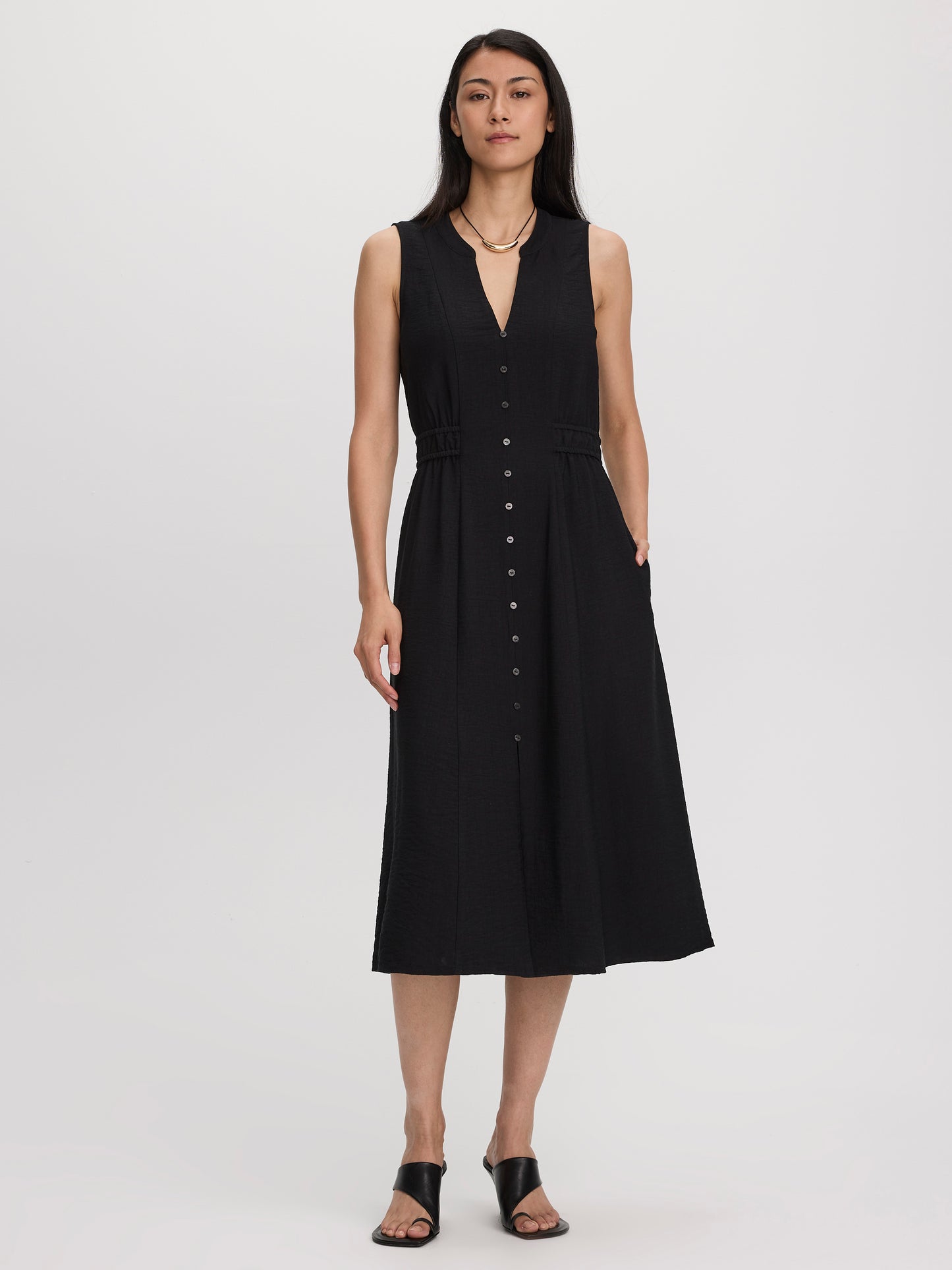 Sleeveless Midi Shirtdress