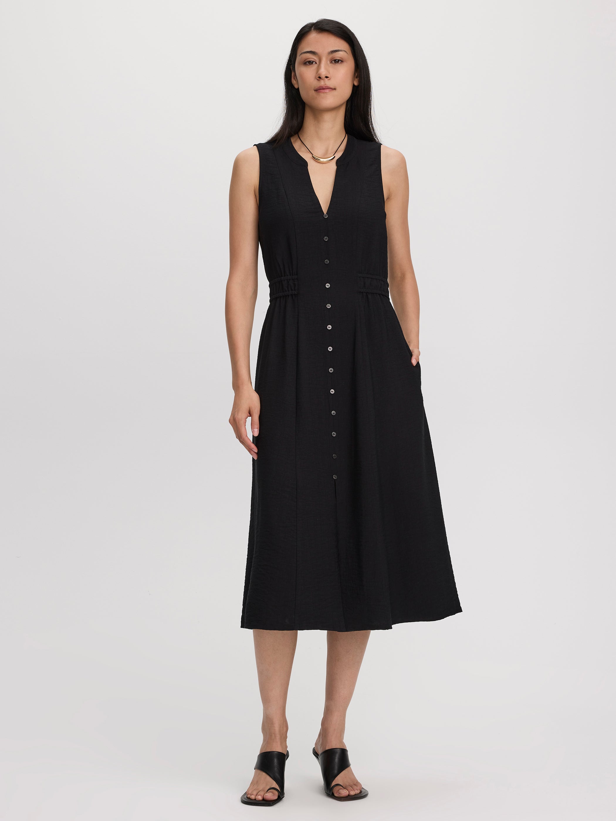 Sleeveless Midi Shirtdress