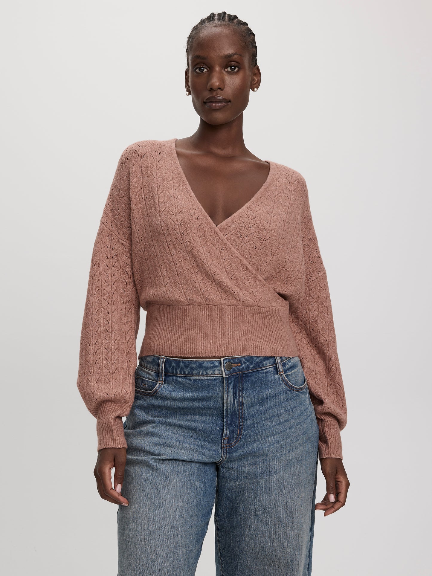 Long-Sleeve V-Neck Wrap Sweater