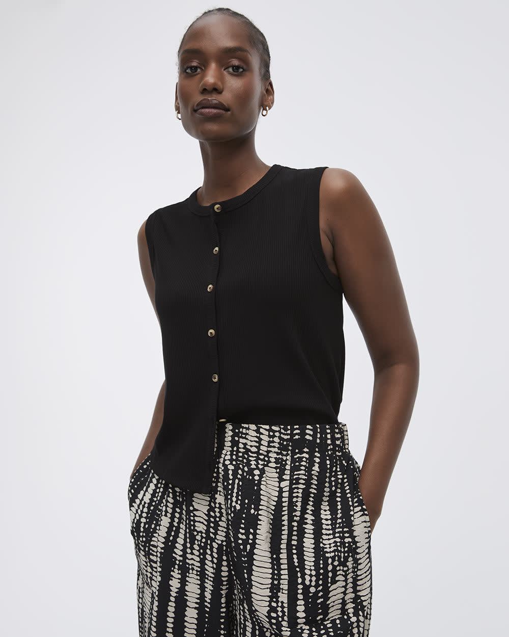 Buttoned-Down Crew-Neck Tank