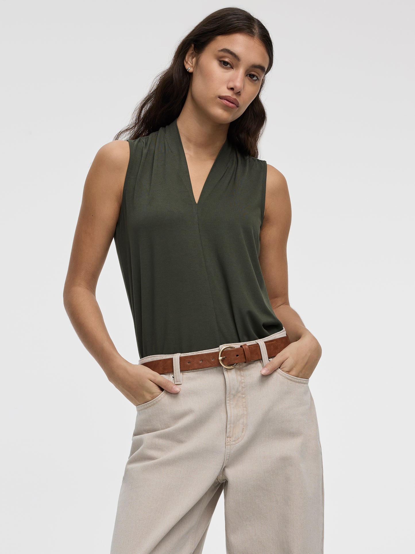 Sleeveless V-Neck Top