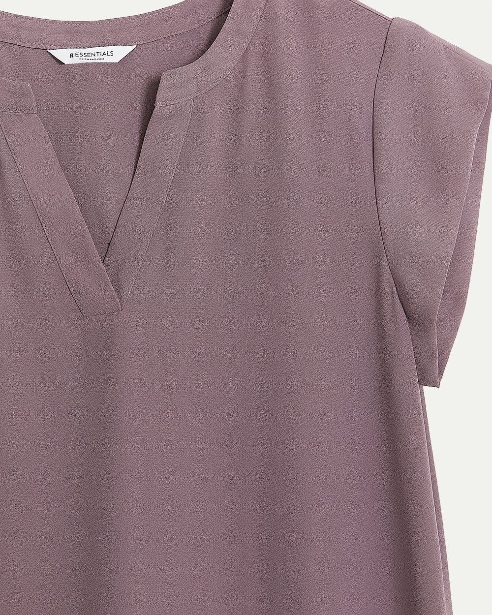 Cap Sleeve Split Neck Blouse - R Essentials