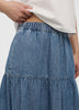 Jupe midi étagée en denim à enfiler 