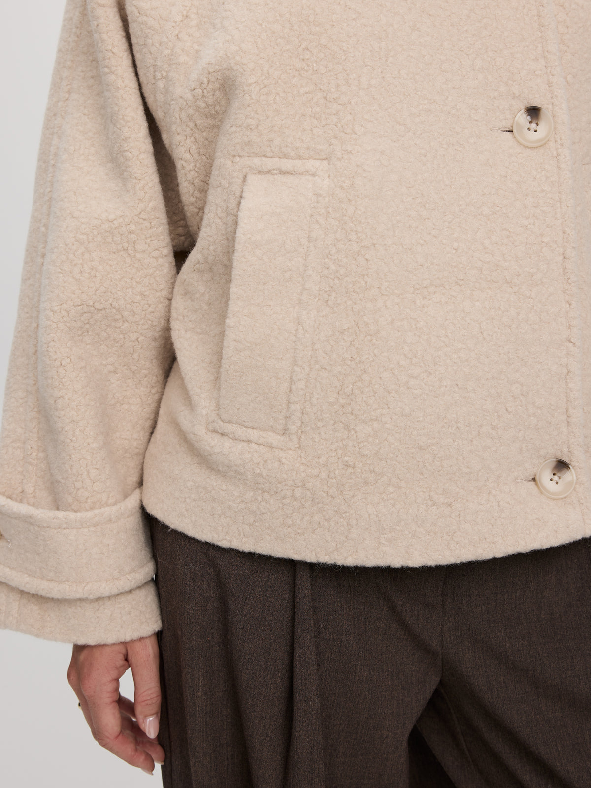 Mock-Neck Bouclé Coat