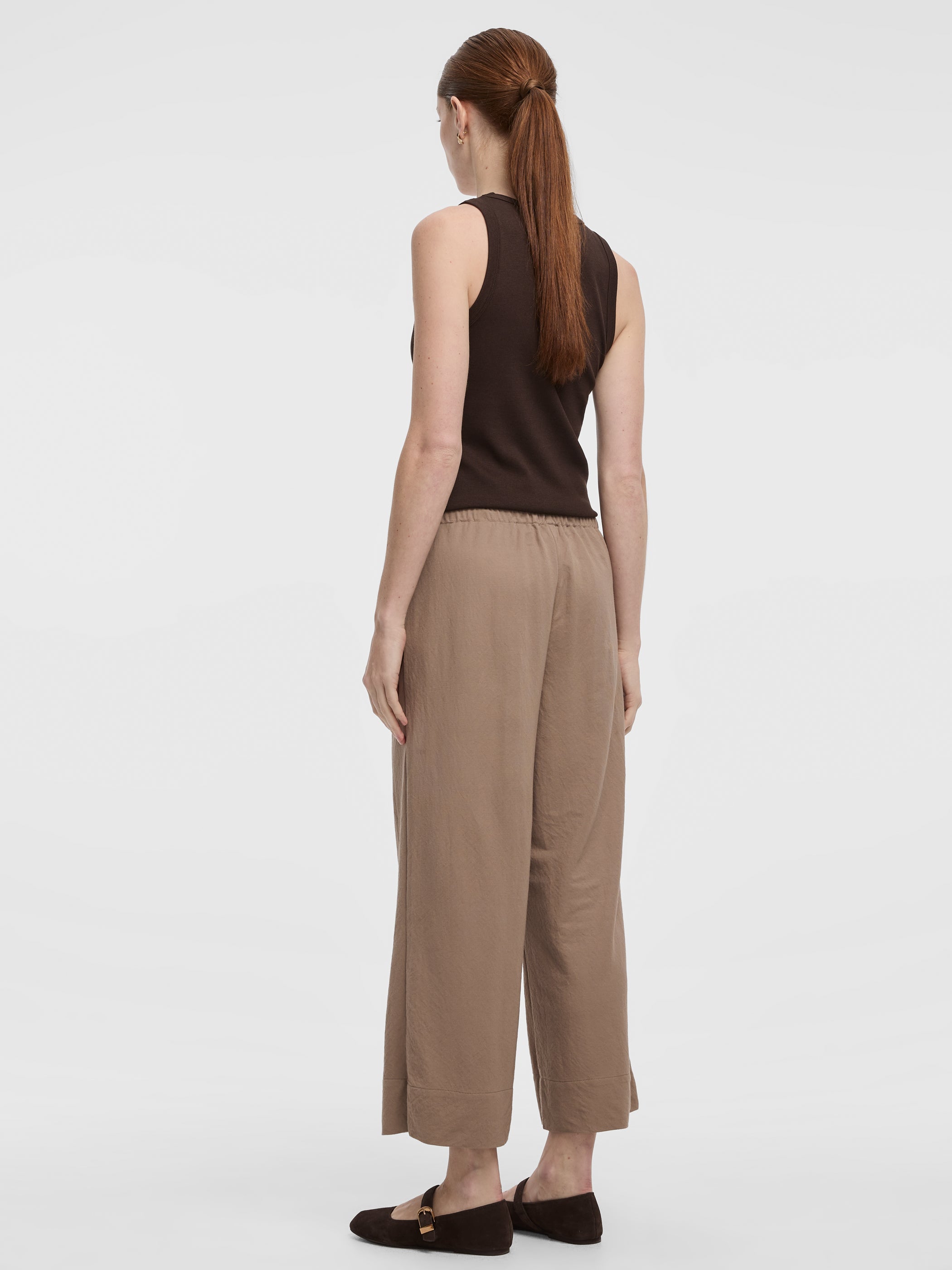 Wide-Leg Cropped Piqué Pant