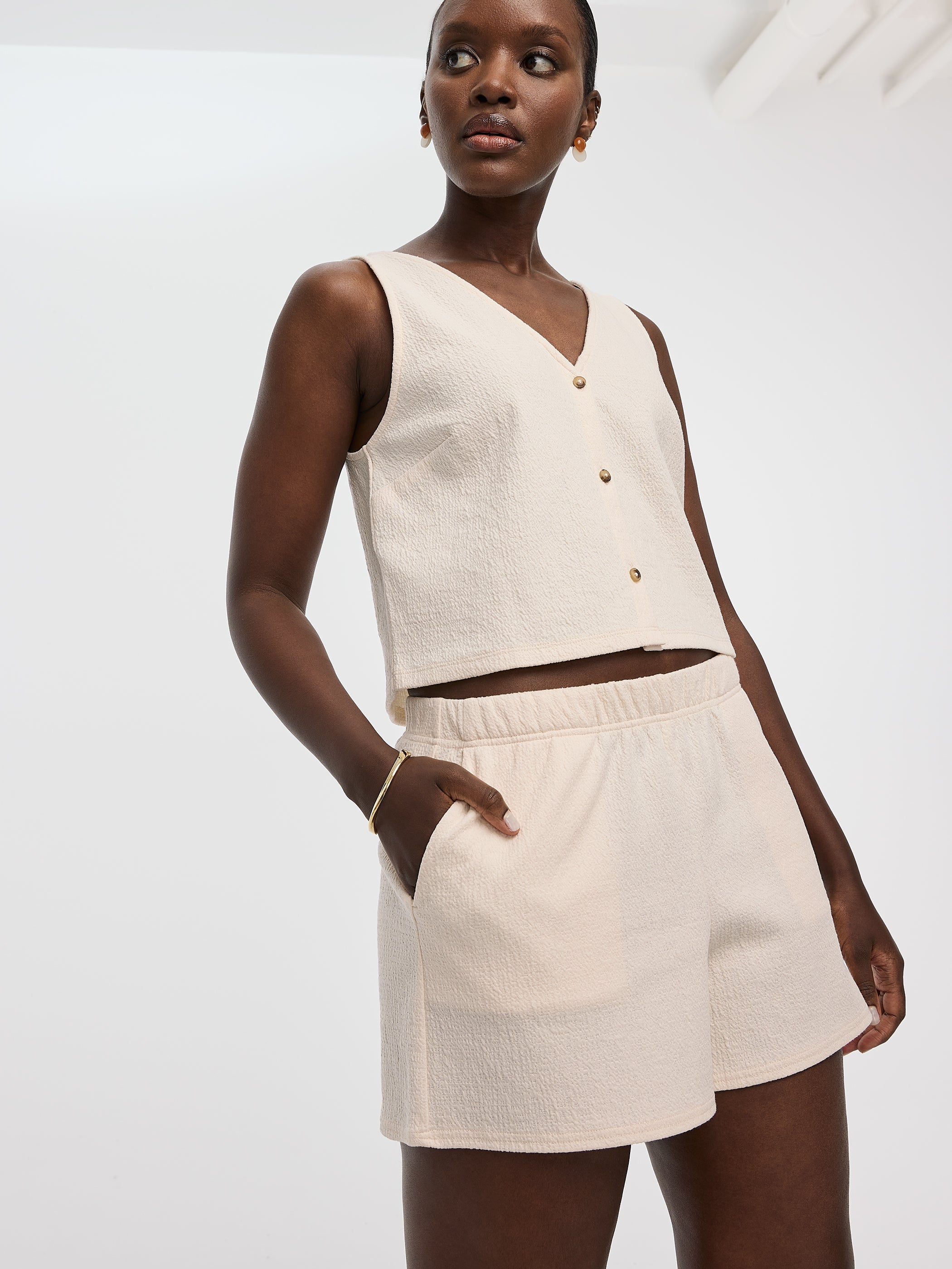 Textured-Knit Shorts