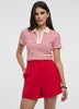 Striped Short-Sleeve Polo Sweater