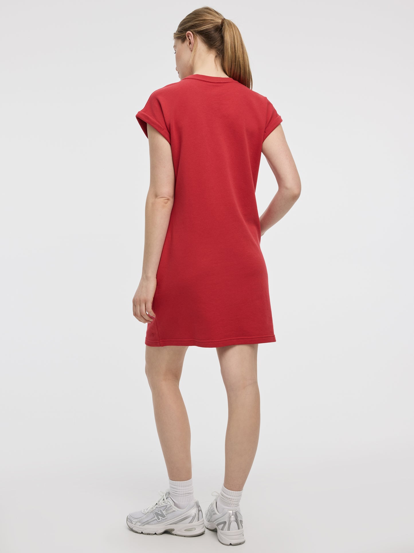 Crew-Neck French Terry Dress with Pockets